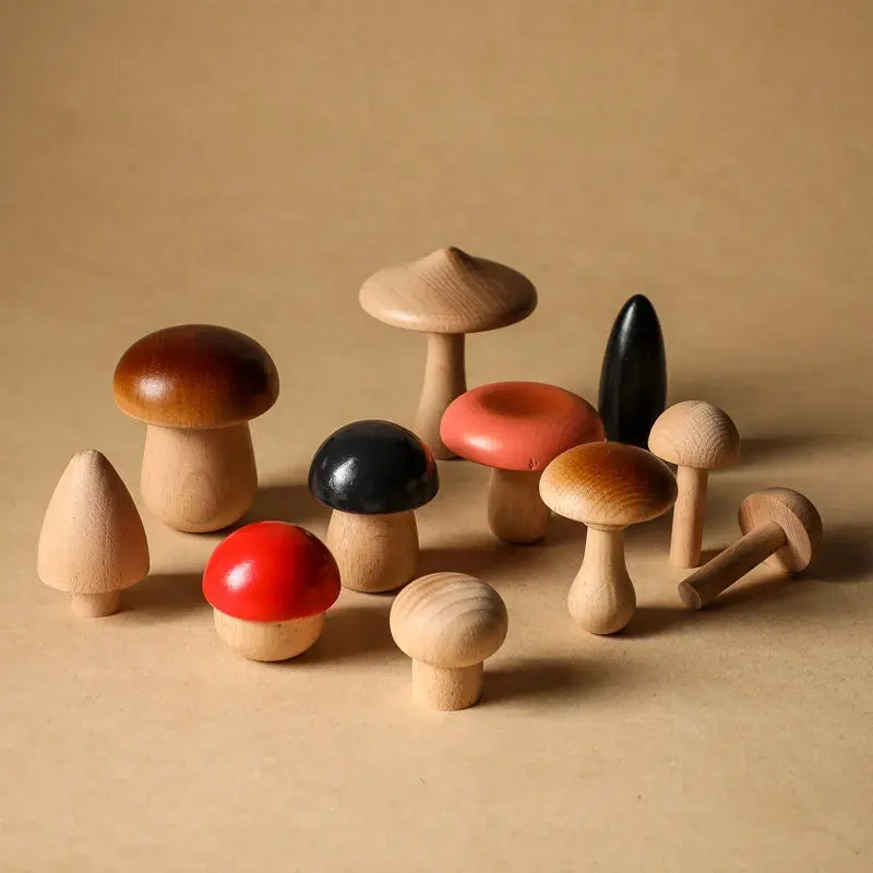 Wooden Mushroom Set