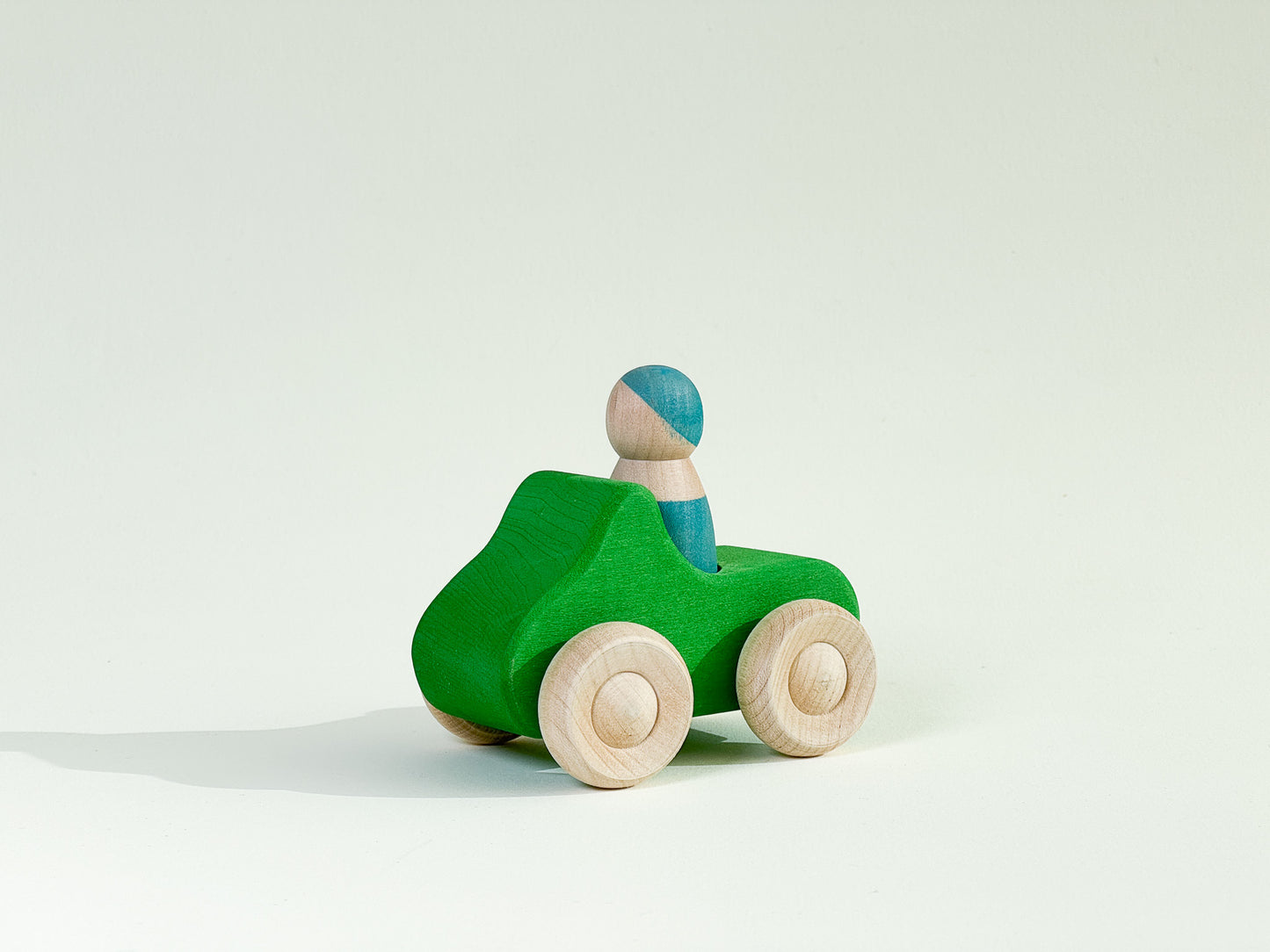 Green Wooden Car with Person