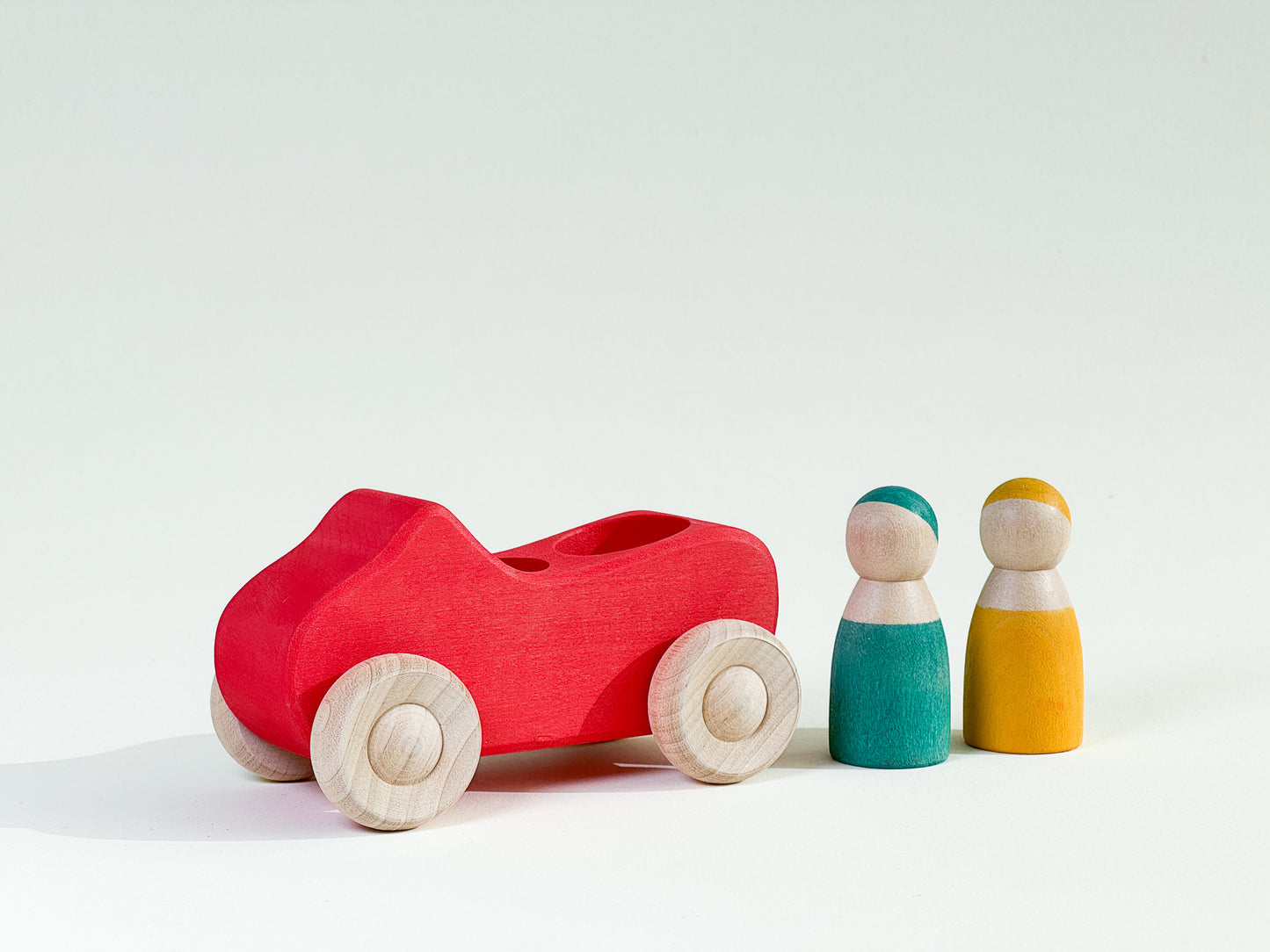 Red Wooden Car with 2 Persons