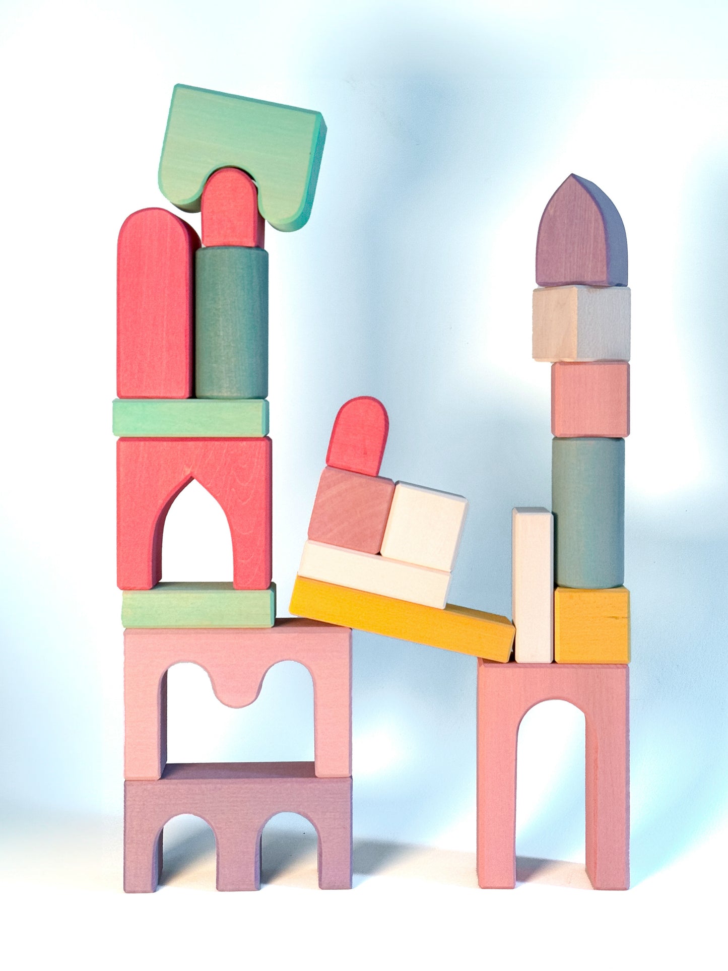 Pink Wooden Building Blocks Set