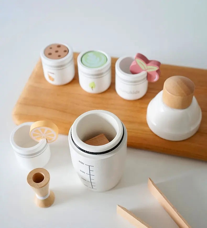 Wooden Milk Tea Set