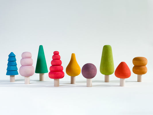 Wooden Forest Village Trees Set