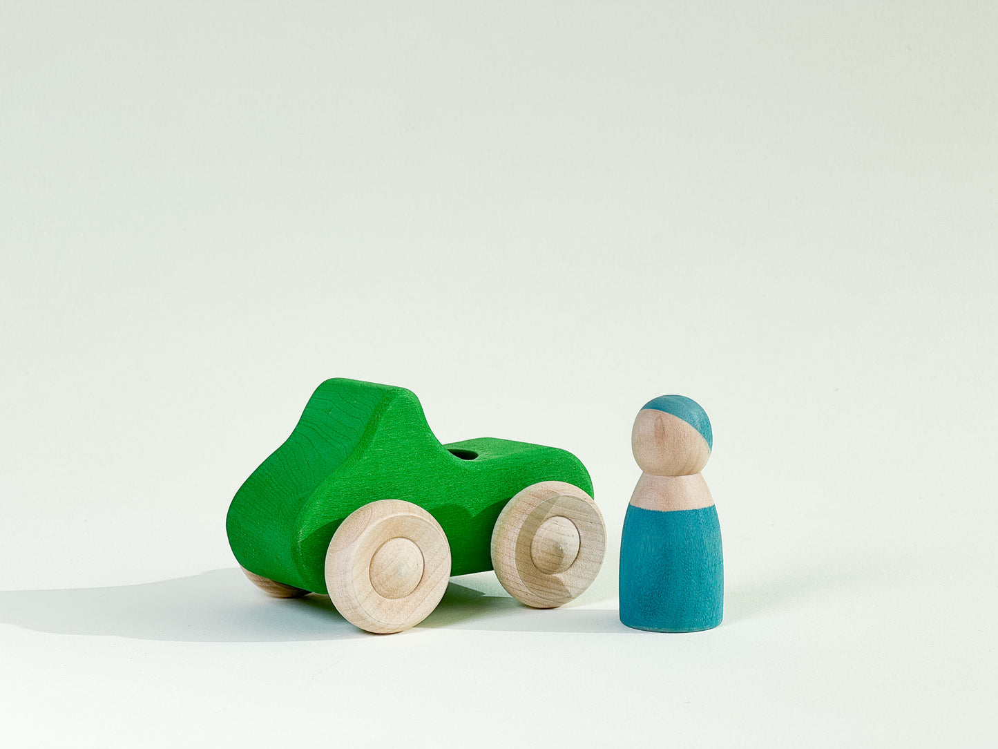 Green Wooden Car with Person
