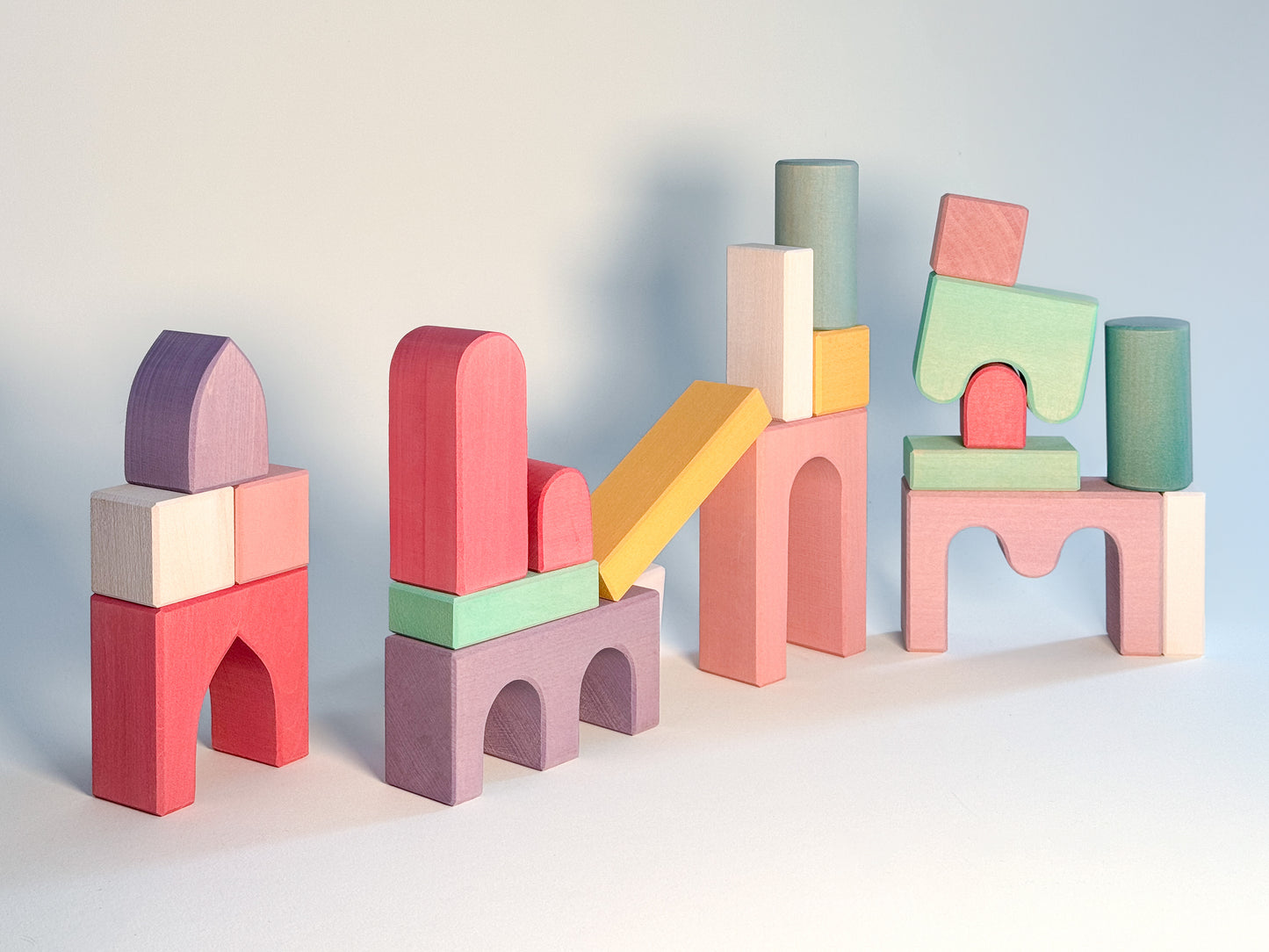 Pink Wooden Building Blocks Set