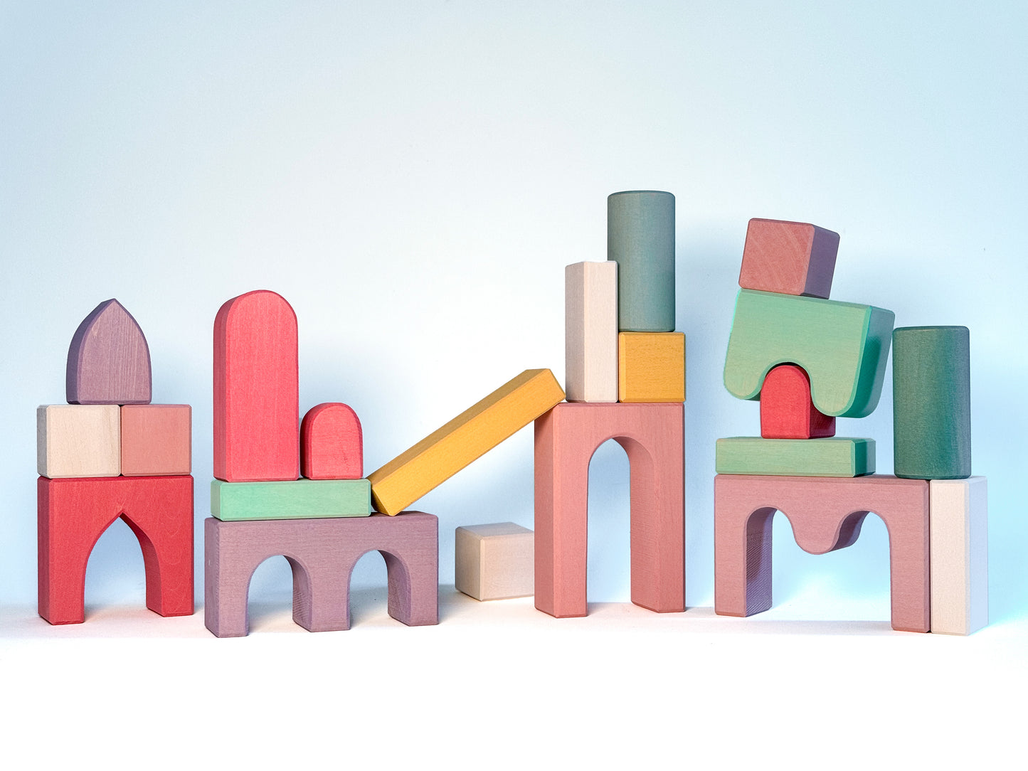 Pink Wooden Building Blocks Set
