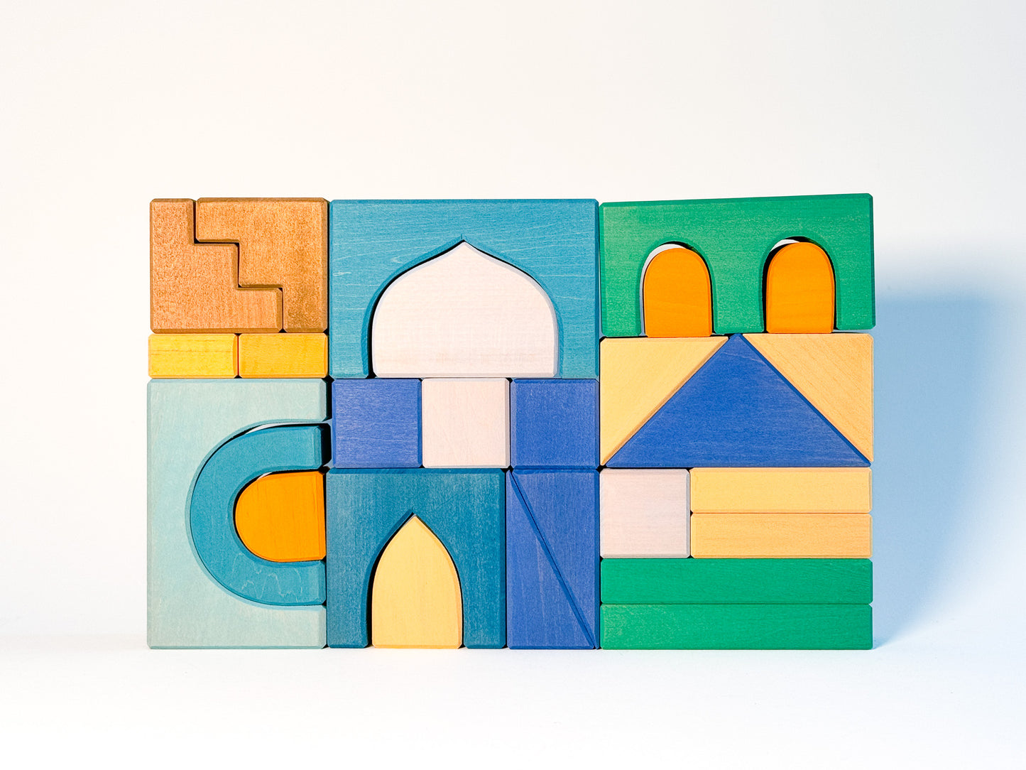 Blue Wooden Building Blocks Set
