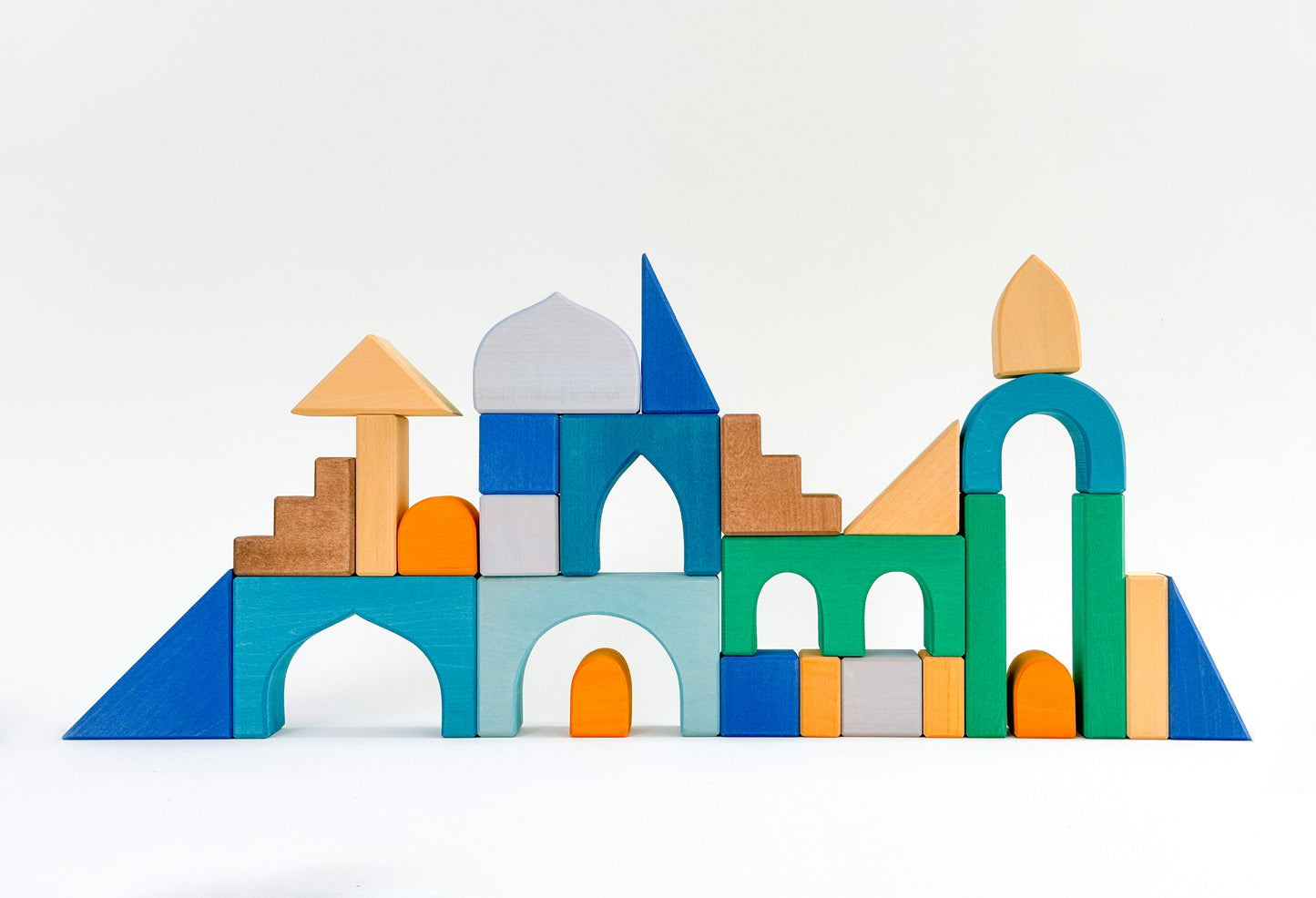Blue Wooden Building Blocks Set