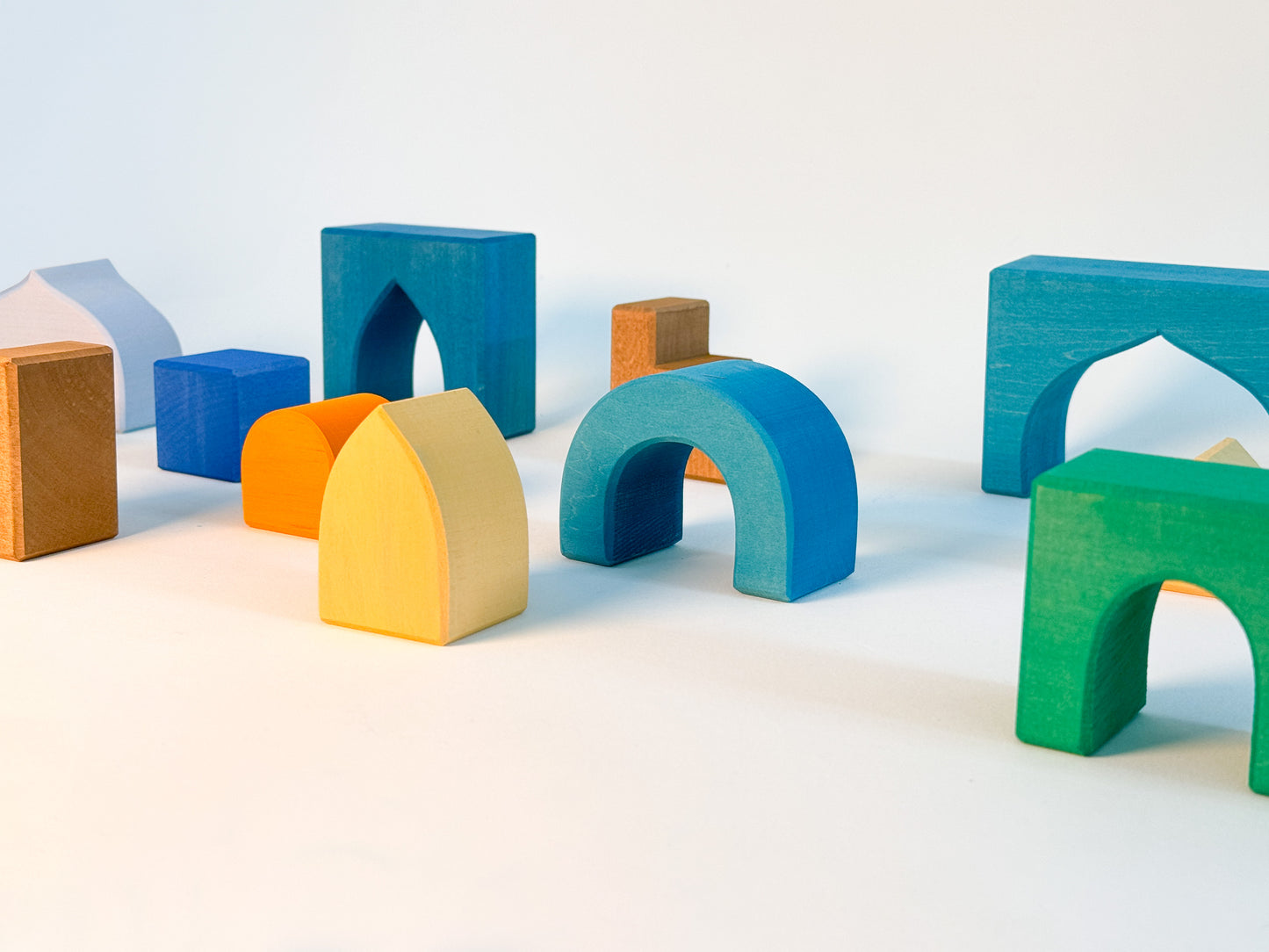 Blue Wooden Building Blocks Set