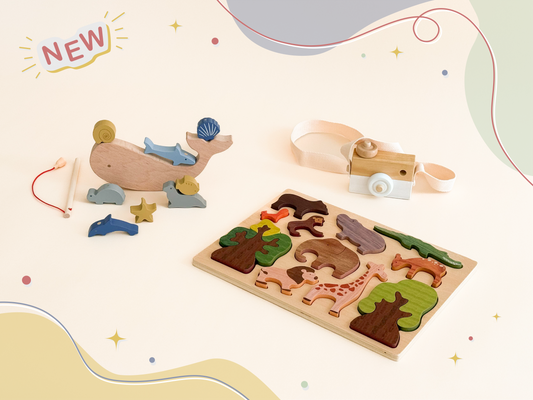 Montessori play kit with wooden blocks for 12 months+